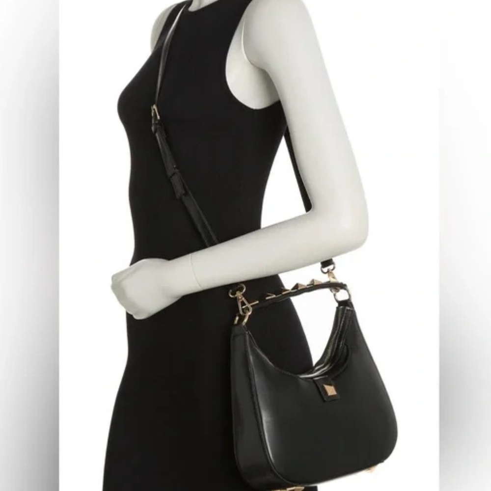 BCBG black hobo crossbody bag with gold studded accents